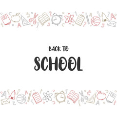 Fototapeta na wymiar Back to School concept. Card with hand drawn doodles. Vector
