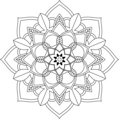 Easy Mandala coloring book simple and basic for beginners, seniors and children. Set of Mehndi flower pattern for Henna drawing and tattoo. Decoration in ethnic oriental, Indian style.