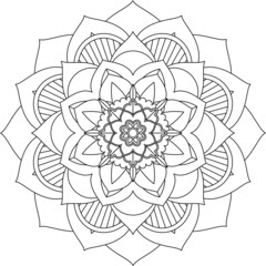 Easy Mandala coloring book simple and basic for beginners, seniors and children. Set of Mehndi flower pattern for Henna drawing and tattoo. Decoration in ethnic oriental, Indian style.
