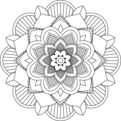 Easy Mandala coloring book simple and basic for beginners, seniors and children. Set of Mehndi flower pattern for Henna drawing and tattoo. Decoration in ethnic oriental, Indian style.