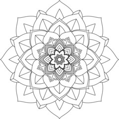Easy Mandala coloring book simple and basic for beginners, seniors and children. Set of Mehndi flower pattern for Henna drawing and tattoo. Decoration in ethnic oriental, Indian style.