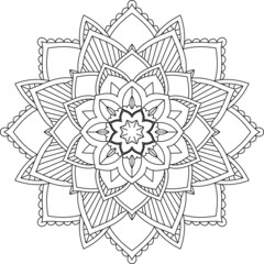 Easy Mandala coloring book simple and basic for beginners, seniors and children. Set of Mehndi flower pattern for Henna drawing and tattoo. Decoration in ethnic oriental, Indian style.