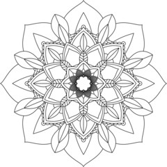 Easy Mandala coloring book simple and basic for beginners, seniors and children. Set of Mehndi flower pattern for Henna drawing and tattoo. Decoration in ethnic oriental, Indian style.