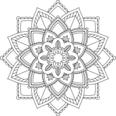 Easy Mandala coloring book simple and basic for beginners, seniors and children. Set of Mehndi flower pattern for Henna drawing and tattoo. Decoration in ethnic oriental, Indian style.