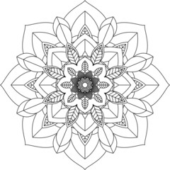Easy Mandala coloring book simple and basic for beginners, seniors and children. Set of Mehndi flower pattern for Henna drawing and tattoo. Decoration in ethnic oriental, Indian style.