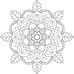 Easy Mandala coloring book simple and basic for beginners, seniors and children. Set of Mehndi flower pattern for Henna drawing and tattoo. Decoration in ethnic oriental, Indian style.