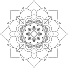 Easy Mandala coloring book simple and basic for beginners, seniors and children. Set of Mehndi flower pattern for Henna drawing and tattoo. Decoration in ethnic oriental, Indian style.