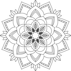 Easy Mandala coloring book simple and basic for beginners, seniors and children. Set of Mehndi flower pattern for Henna drawing and tattoo. Decoration in ethnic oriental, Indian style.