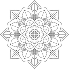 Easy Mandala coloring book simple and basic for beginners, seniors and children. Set of Mehndi flower pattern for Henna drawing and tattoo. Decoration in ethnic oriental, Indian style.