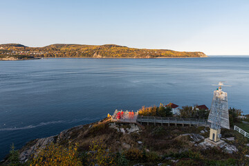 Pointe-Noire Interpretation and Observation Center of Parks Canada in front of Tadoussac at Baie-Sainte-Catherine, Province of Quebec.