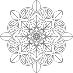 Easy Mandala coloring book simple and basic for beginners, seniors and children. Set of Mehndi flower pattern for Henna drawing and tattoo. Decoration in ethnic oriental, Indian style.