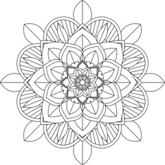 Easy Mandala coloring book simple and basic for beginners, seniors and children. Set of Mehndi flower pattern for Henna drawing and tattoo. Decoration in ethnic oriental, Indian style.