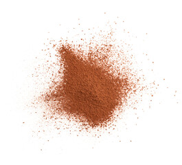Cocoa Powder Isolated, Cacao Dust on White Background Top View
