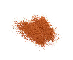 Cocoa Powder Isolated, Cacao Dust on White Background Top View