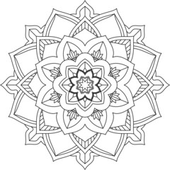 Easy Mandala coloring book simple and basic for beginners, seniors and children. Set of Mehndi flower pattern for Henna drawing and tattoo. Decoration in ethnic oriental, Indian style.