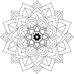 Easy Mandala coloring book simple and basic for beginners, seniors and children. Set of Mehndi flower pattern for Henna drawing and tattoo. Decoration in ethnic oriental, Indian style.
