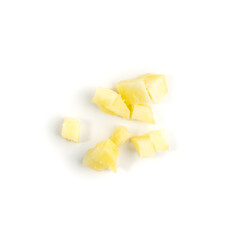 Diced Boiled Potato Isolated on White Background