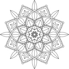 Easy Mandala coloring book simple and basic for beginners, seniors and children. Set of Mehndi flower pattern for Henna drawing and tattoo. Decoration in ethnic oriental, Indian style.
