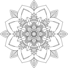 Easy Mandala coloring book simple and basic for beginners, seniors and children. Set of Mehndi flower pattern for Henna drawing and tattoo. Decoration in ethnic oriental, Indian style.