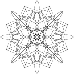 Easy Mandala coloring book simple and basic for beginners, seniors and children. Set of Mehndi flower pattern for Henna drawing and tattoo. Decoration in ethnic oriental, Indian style.