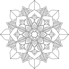Easy Mandala coloring book simple and basic for beginners, seniors and children. Set of Mehndi flower pattern for Henna drawing and tattoo. Decoration in ethnic oriental, Indian style.