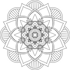 Easy Mandala coloring book simple and basic for beginners, seniors and children. Set of Mehndi flower pattern for Henna drawing and tattoo. Decoration in ethnic oriental, Indian style.