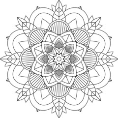 Easy Mandala coloring book simple and basic for beginners, seniors and children. Set of Mehndi flower pattern for Henna drawing and tattoo. Decoration in ethnic oriental, Indian style.