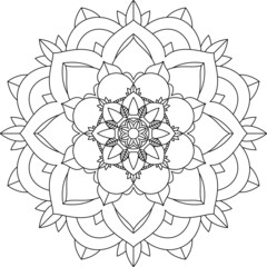 Easy Mandala coloring book simple and basic for beginners, seniors and children. Set of Mehndi flower pattern for Henna drawing and tattoo. Decoration in ethnic oriental, Indian style.