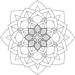 Easy Mandala coloring book simple and basic for beginners, seniors and children. Set of Mehndi flower pattern for Henna drawing and tattoo. Decoration in ethnic oriental, Indian style.