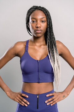 Relaxed African American athlete looking at camera