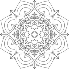Easy Mandala coloring book simple and basic for beginners, seniors and children. Set of Mehndi flower pattern for Henna drawing and tattoo. Decoration in ethnic oriental, Indian style.