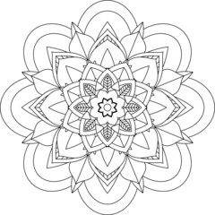 Easy Mandala coloring book simple and basic for beginners, seniors and children. Set of Mehndi flower pattern for Henna drawing and tattoo. Decoration in ethnic oriental, Indian style.