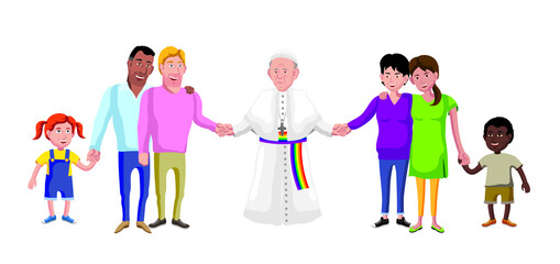 Pope holding hands with LGBT families
