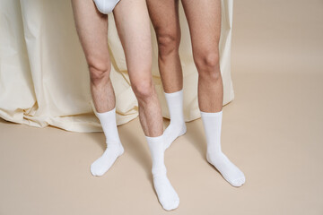 Close view of men legs in underwear