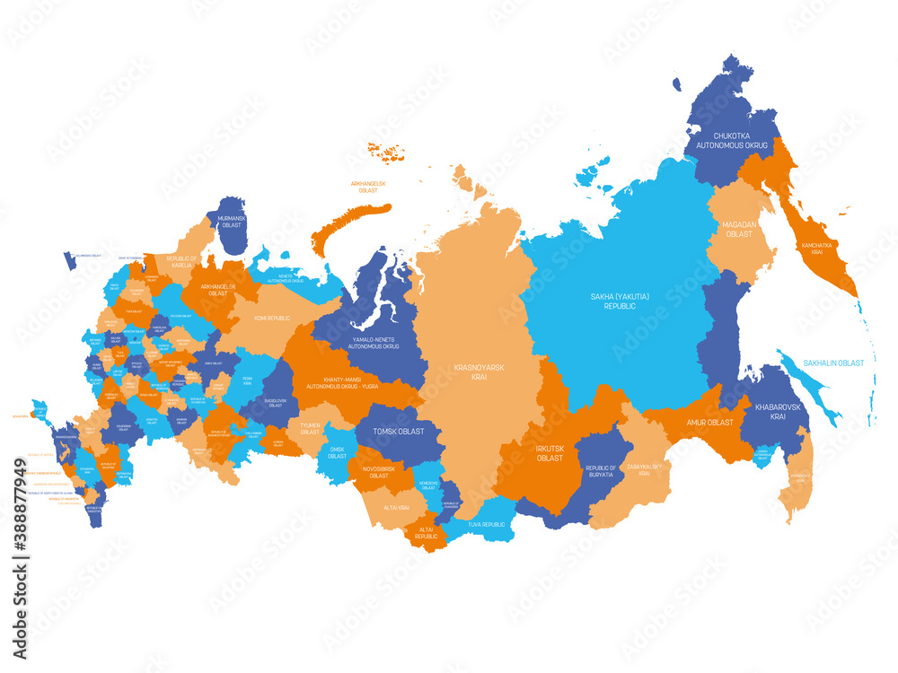 Canvas Prints russia - political map of federal divisions - Canvas Prints