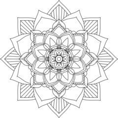 Easy Mandala coloring book simple and basic for beginners, seniors and children. Set of Mehndi flower pattern for Henna drawing and tattoo. Decoration in ethnic oriental, Indian style.