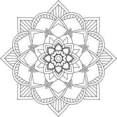 Easy Mandala coloring book simple and basic for beginners, seniors and children. Set of Mehndi flower pattern for Henna drawing and tattoo. Decoration in ethnic oriental, Indian style.