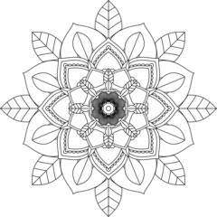 Easy Mandala coloring book simple and basic for beginners, seniors and children. Set of Mehndi flower pattern for Henna drawing and tattoo. Decoration in ethnic oriental, Indian style.