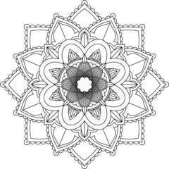 Easy Mandala coloring book simple and basic for beginners, seniors and children. Set of Mehndi flower pattern for Henna drawing and tattoo. Decoration in ethnic oriental, Indian style.