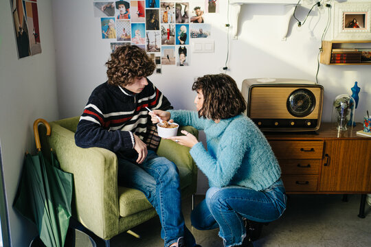 Young friends at home