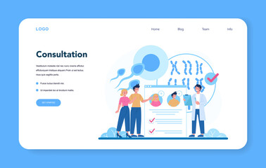 Geneticist web banner or landing page. Medicine and science