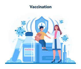 Pediatrician concept. Doctor examining a child with stethoscope