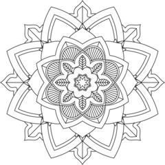 Easy Mandala coloring book simple and basic for beginners, seniors and children. Set of Mehndi flower pattern for Henna drawing and tattoo. Decoration in ethnic oriental, Indian style.