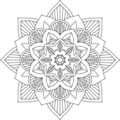Easy Mandala coloring book simple and basic for beginners, seniors and children. Set of Mehndi flower pattern for Henna drawing and tattoo. Decoration in ethnic oriental, Indian style.