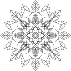 Easy Mandala coloring book simple and basic for beginners, seniors and children. Set of Mehndi flower pattern for Henna drawing and tattoo. Decoration in ethnic oriental, Indian style.