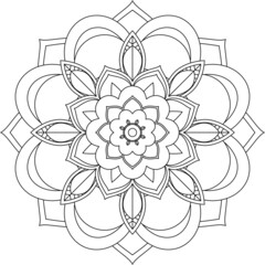 Easy Mandala coloring book simple and basic for beginners, seniors and children. Set of Mehndi flower pattern for Henna drawing and tattoo. Decoration in ethnic oriental, Indian style.