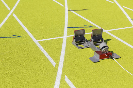 Starting blocks in a running track