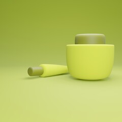 Lemon cosmetic bottles on a lemon background. Modern cover design. 3d illustration.