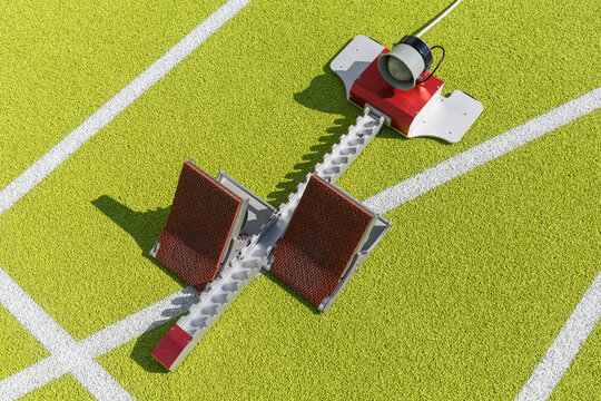 Starting blocks in a running track