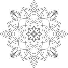Easy Mandala coloring book simple and basic for beginners, seniors and children. Set of Mehndi flower pattern for Henna drawing and tattoo. Decoration in ethnic oriental, Indian style.